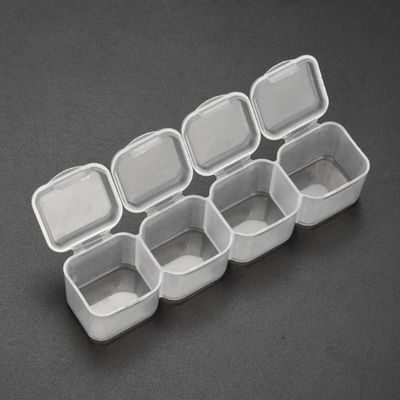 4 Grids Transparent Plastic Pill Medicine Box Tablet Pillbox Beads Jewelry Cases Pill Cases Container Health Care Tool,4 Grids White,Medium