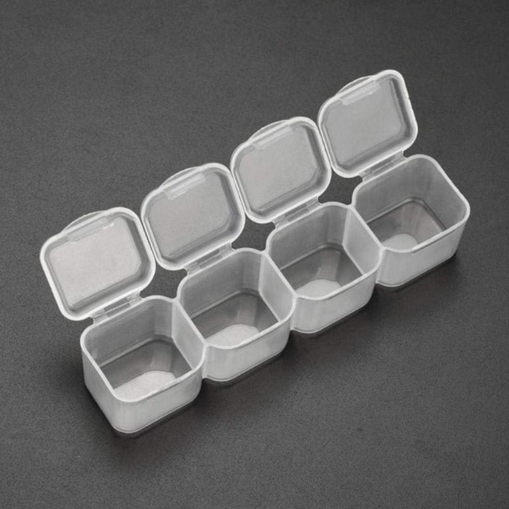4 Grids Transparent Plastic Pill Medicine Box Tablet Pillbox Beads Jewelry Cases Pill Cases Container Health Care Tool,4 Grids White,Medium