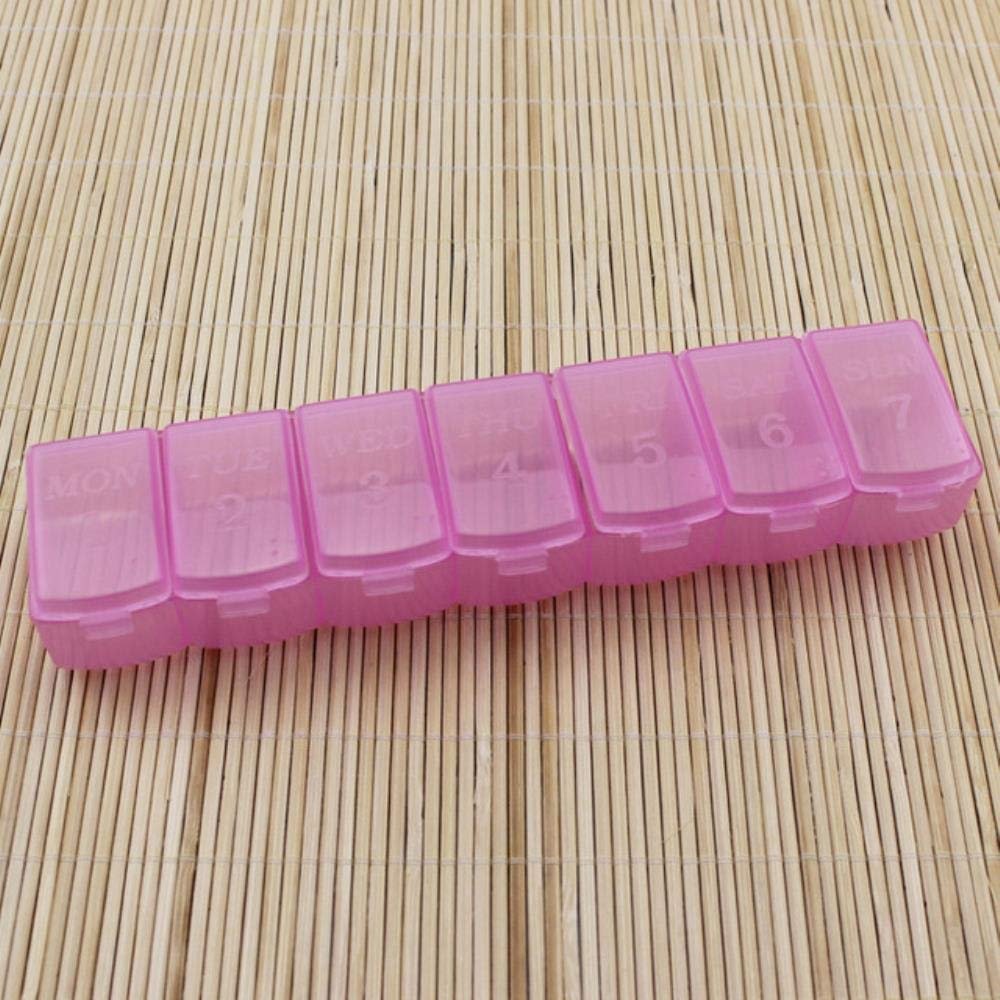 1PCS 3 Colors 7 Days Weekly Tablet Pill Medicine Box Holder Storage Organizer Container Case Pill Box Splitters,Pink