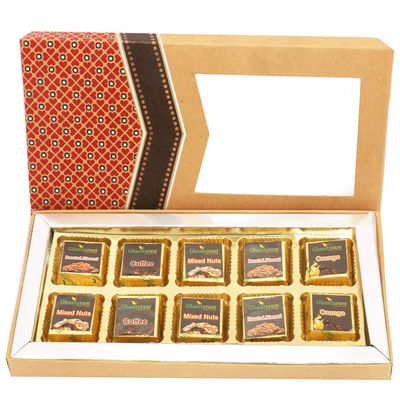Ghasitaram Gifts Diwali Gifts Diwali Chocolates - 10 pcs Assorted Chocolates Kraft Box