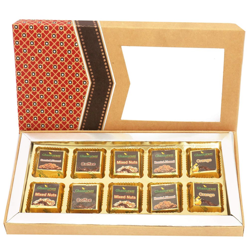 Ghasitaram Gifts Diwali Gifts Diwali Chocolates - 10 pcs Assorted Chocolates Kraft Box