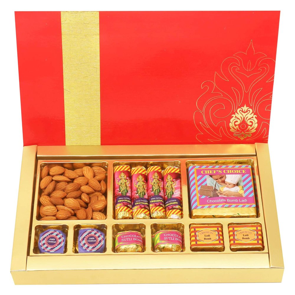 Ghasitaram Gifts Diwali Gifts Diwali Chocolates - Royal Almonds Chocolate Cracker Box