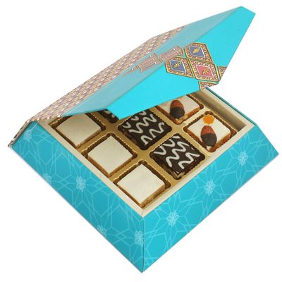 Ghasitaram Gifts Diwali Gifts Diwali Sweet - 9 pcs Assorted Choco Dryfruit Bites SQ Box