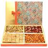 Ghasitaram Gifts Diwali Gifts - Diwali Hampers Printed Bow Hamper Box with Almonds, Sugarfree Dates Figs Bites, Granula Bites and Roasted Namkeen 800 GMS view 1