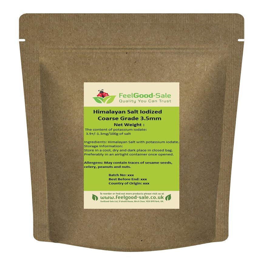 1kg Iodized Pink Himalayan Rose Salt Iodised Coarse Grade 3-5 mm (1kg - bag)