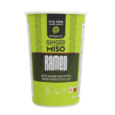 King Soba Organic Ginger Miso Ramen Cup, 85 g