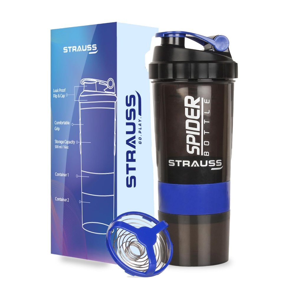 STRAUSS Spider Shaker Bottle 500Ml, (Blue)