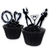 27 Stand Up Silhouette 007 James Bond Themed Edible Wafer Paper Cake Toppers Decorations view 1