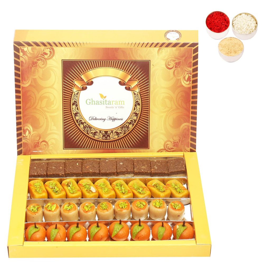 Ghasitaram Gifts BhaidoojGifts Sweets- Kaju Sugarfree Sweets Assorted Box (800 GMS)