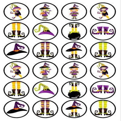 24 Halloween Witches Theme Edible Cupcake Toppers - Disc Wafer Cake Decorations