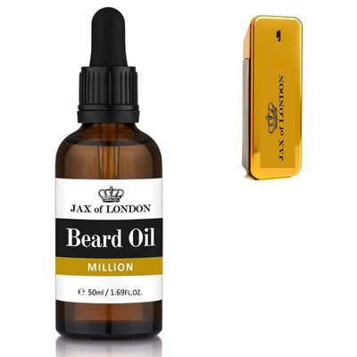 Jax of London Inspired Beard Oil - Scented Aftershave Beard Oil For Beard Growth And Conditioning - Jojoba oil, Argan oil, Vitamin E - Made In the UK - Various Scents (Pack of 1, Million)