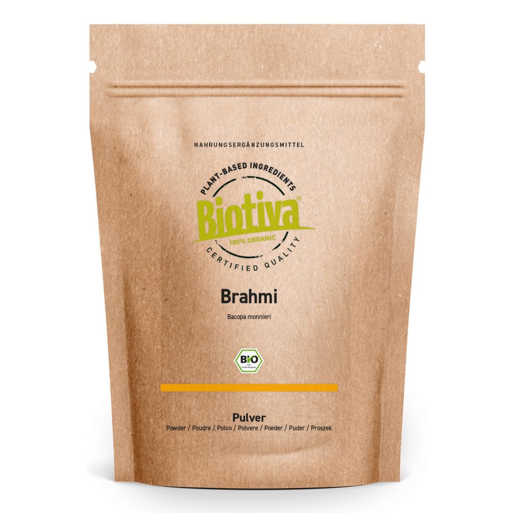 Biotiva Brahmi Powder Organic - 500g - Bacopa Monnieri - Herb of Grace - Vegan - garanteed Without additives - Packed and Controlled in Germany (DE-ECO-005)