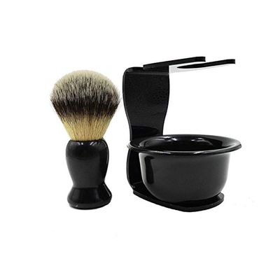 3 In 1 Shaving Brush Kit Arcylic Stand Shaving Soap Bowl Hair Shaving Brush Shaving Cleaning Tool