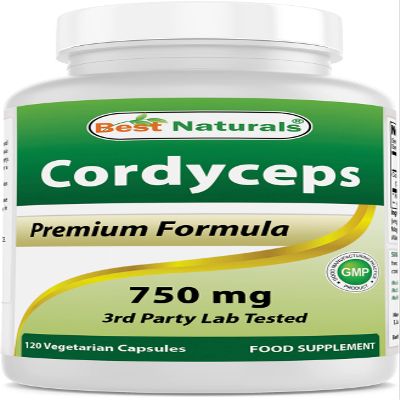 Best Naturals Cordyceps Sinensis Mycelium Mushroom Powder 750 mg 120 Veggie Capsules