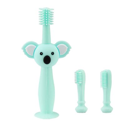 3 pcs Food Grade Silicone Soft Infant Toddlers Toothbrush Baby and Toddler Toothbrush with Replacement Heads Cute