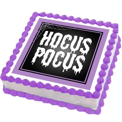 Cakeshop 7" (155 x 155mm) Square Halloween Hocus Pocus Edible Photo Cake Toppers Decorations - Precut Premium Icing Paper