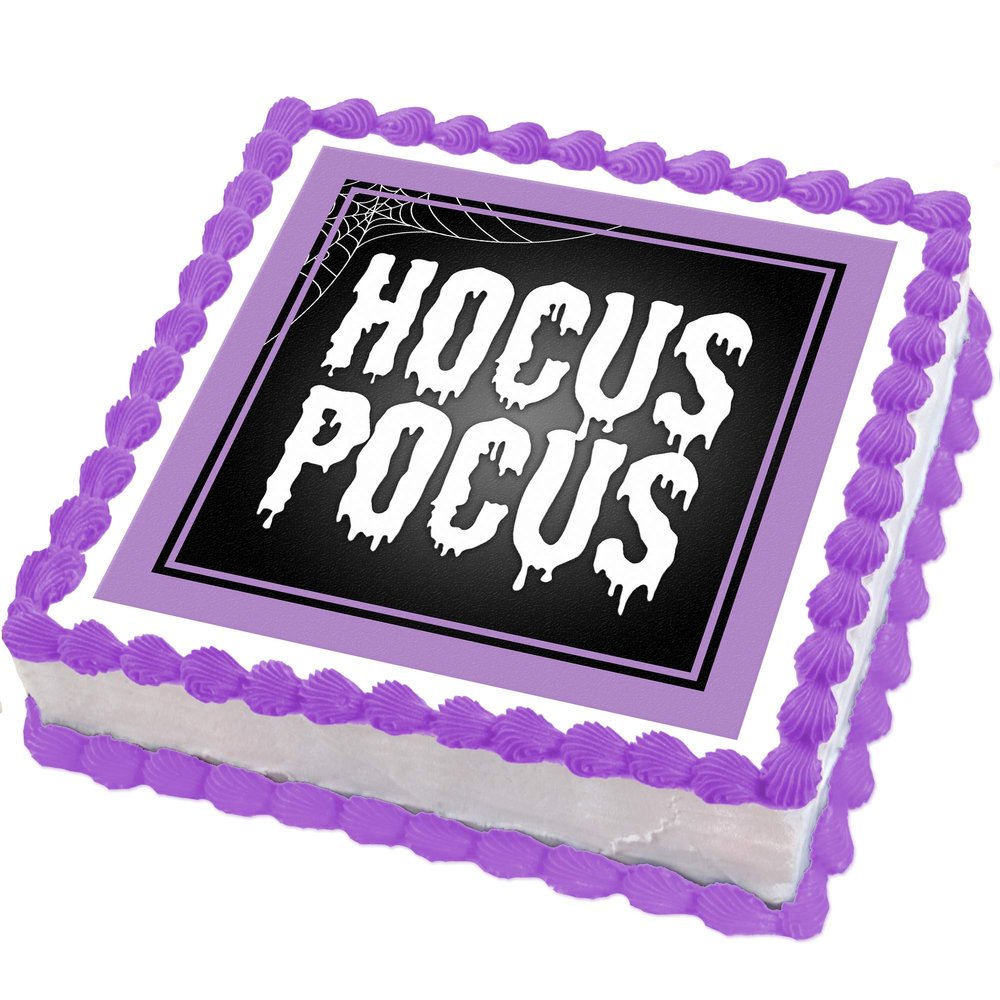 Cakeshop 7" (155 x 155mm) Square Halloween Hocus Pocus Edible Photo Cake Toppers Decorations - Precut Premium Icing Paper