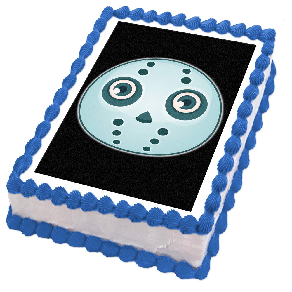 Cakeshop 7 x 10" (181 x 257mm) Portrait Rectangle Halloween Scary Hockey Mask Edible Photo Cake Toppers Decorations - Precut Premium Icing Paper