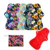6Pcs Resuable Waterproof Menstrual Pad Sets Including 1Pc Mini Wet Bag and 5Pcs Heavy Flow Red Color Microfleece Stay Dry Menstrual Pads Mama Cloth Sanitary Napkins view 1