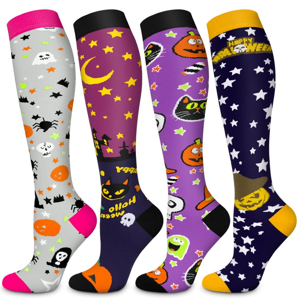 Aoliks 7/8 Pairs Medical Compression Socks for Women & Men, Support Knee High Socks for Running,Nurses,Travel