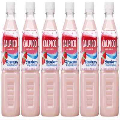 CALPICO Strawberry Carbonated Drink, Japanese Soft Drink, Contains Strawberry Juice Concentrate, Sweet and Spicy Asian Drink, 50ml (Pack of 6)