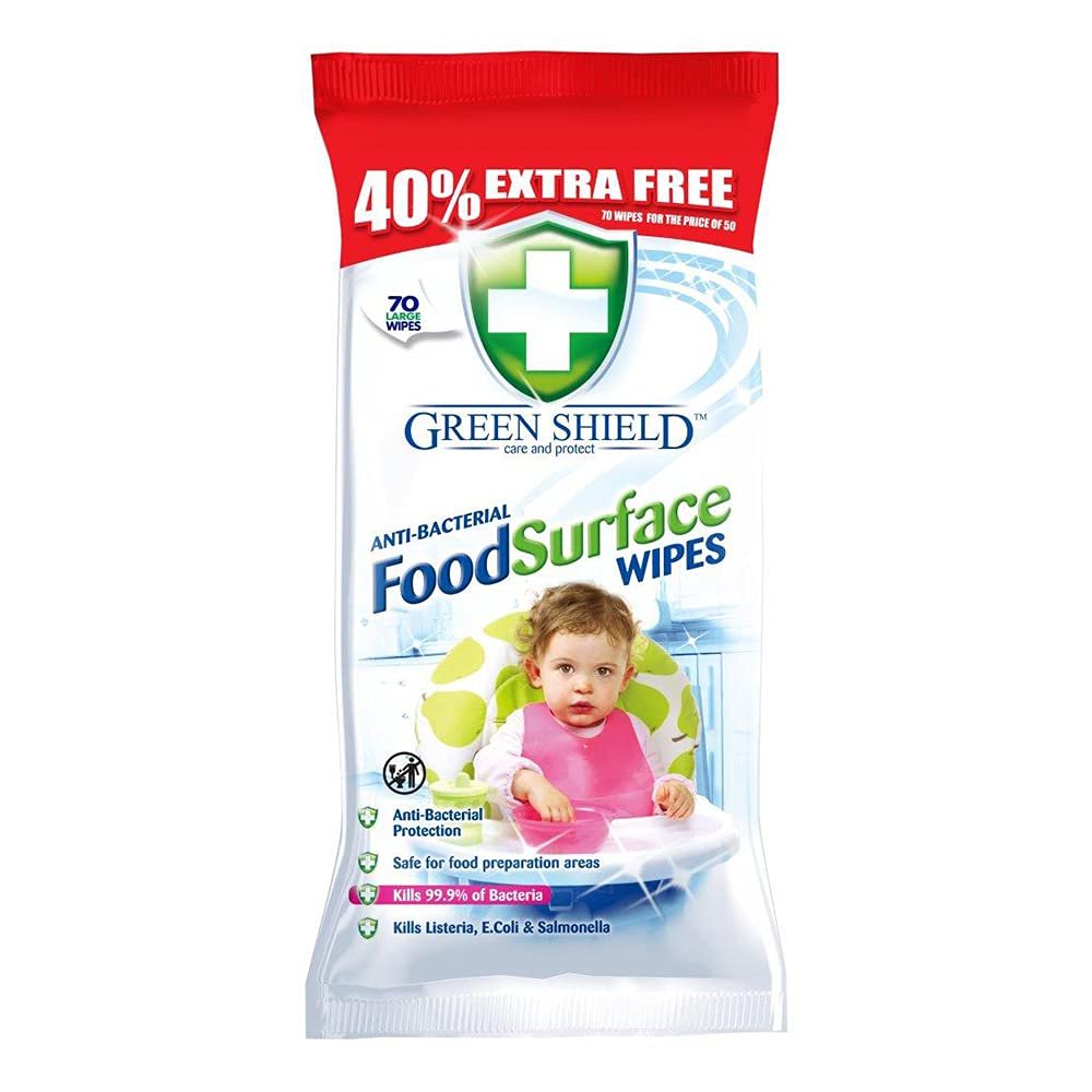 Green Shield Anti-Bacterial Food Surface Wipes 70pk