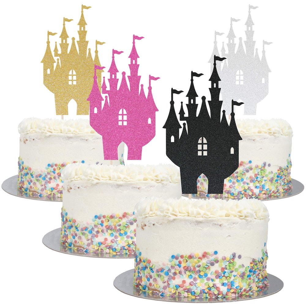 Crafty Toppers Glitter Fairytale Castle Cake Topper (Black Glitter)