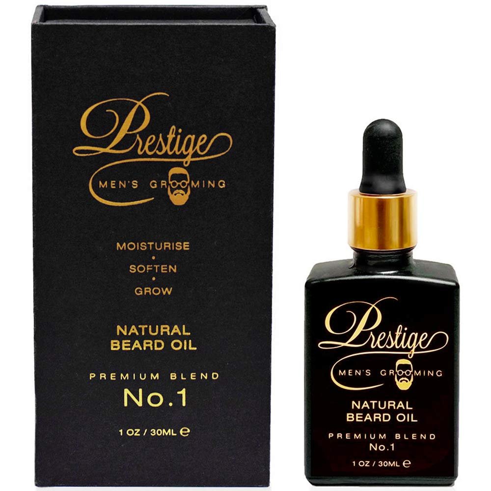 Beard Oil for Men by Prestige Mens Grooming  for Healthy Beard Growth  100% Premium Natural Blend  Beard conditioner Oil  Patchouli oil & Ylang Ylang oil (musky-earthy, floral Scent) 30ml