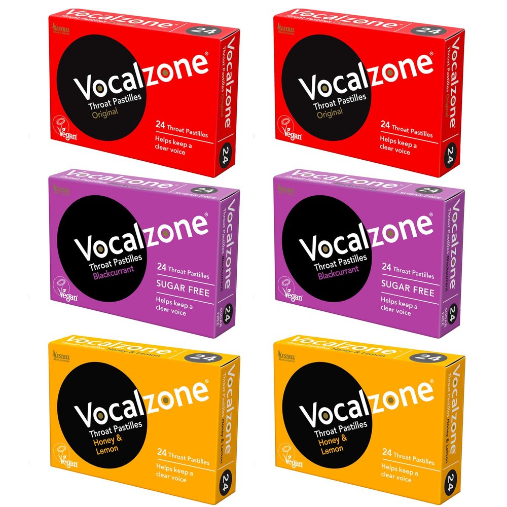 Vocalzone 3 Flavour 6 Pack Bundle | Sore Throat Relief Pastilles | Multi-Pack (6 x 24)