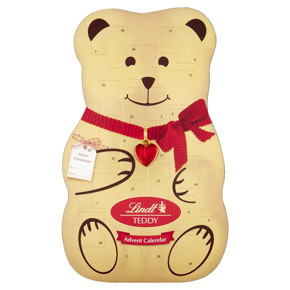 Lindt Teddy 3D Milk Chocolate Christmas Advent Calendar 2022, Extra Large Selection of 24 Finest Lindt Milk Chocolate Teddy Bears, Santa, Reindeer Figures and more for Him and Her, 310 g
