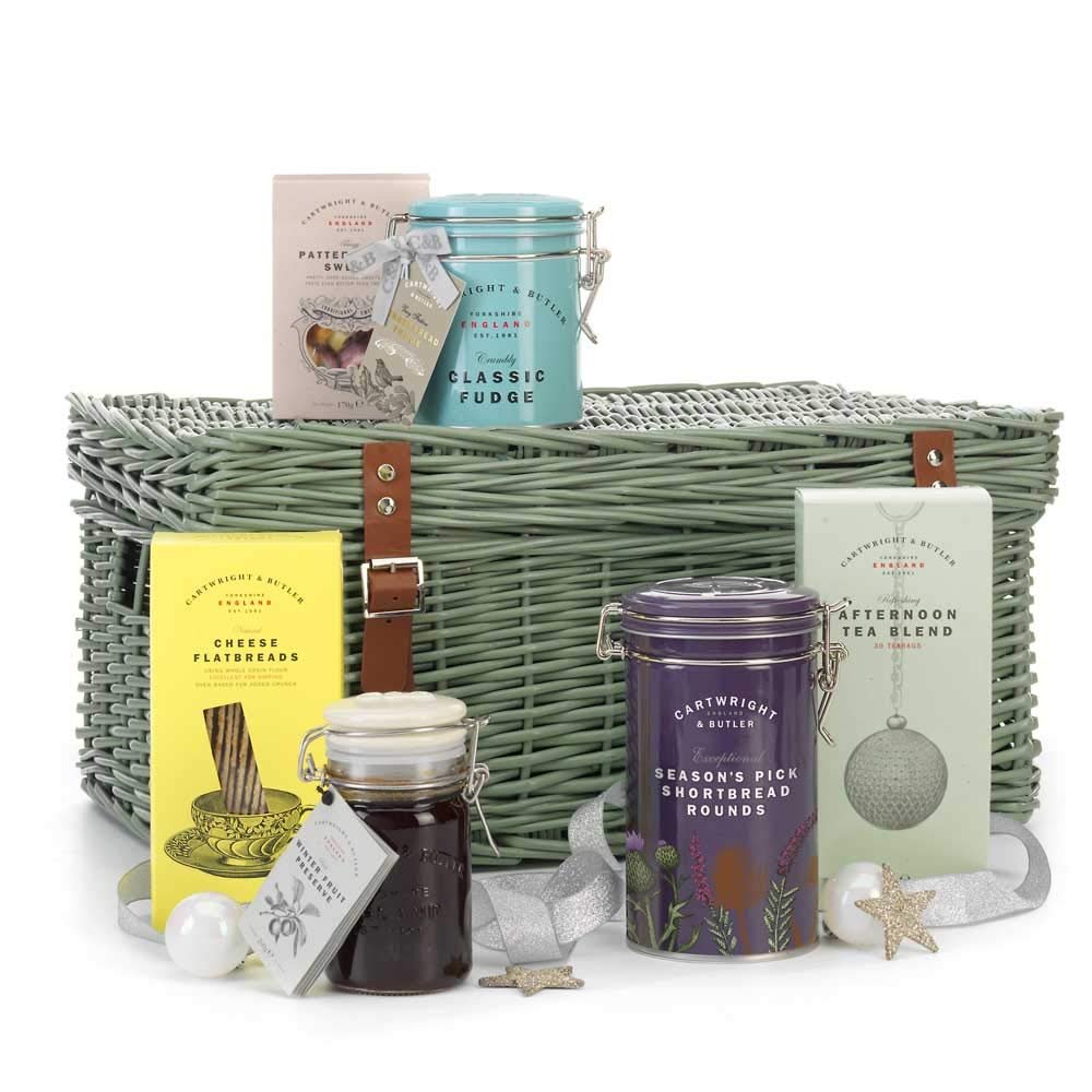 Cartwright & Butler Christmas Afternoon Tea Hamper | Festive Treats | Contains Fudge, Tea Flatbread and More | Presented in Wicker Basket | Perfect Christmas Gift - Luxury 1 Each 1.03 kg