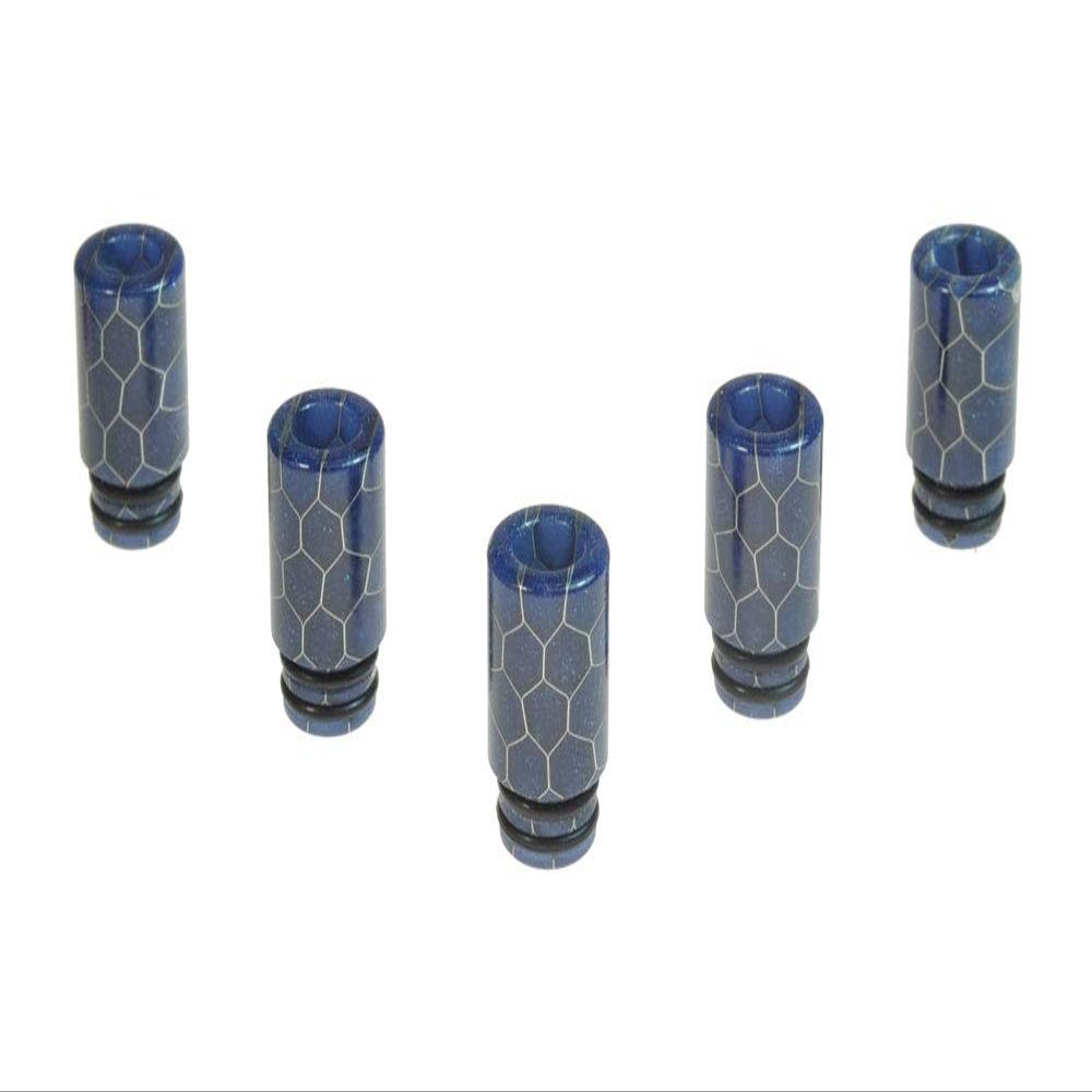 Armerah Cobra Alpha Pod 510 Drip Tip eCig Mouthpiece Short/Medium Epoxy Resin 5 Pack Blue