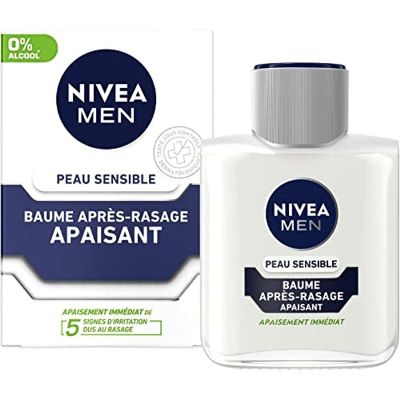 NIVEA MEN Sensitive Skin Aftershave Balm (1 x 100 ml), Aftershave Care Enriched with Chamomile & Witch Hazel, Face Care for Men 0% Alcohol for Sensitive Skin