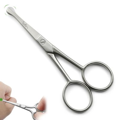 Rounded Tip Nose Hair Scissors for Men | Safe Nasal & Ear Hair Trimming Scissors, Moustache & Facial Hair Remover