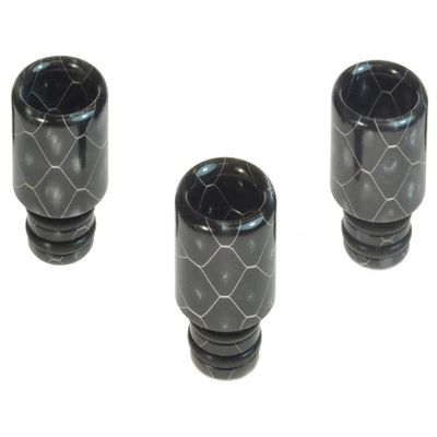 Armerah Snakeskin Mini 510 Drip Tip eCig Mouthpiece Short/Medium Epoxy Resin 3 Pack Black