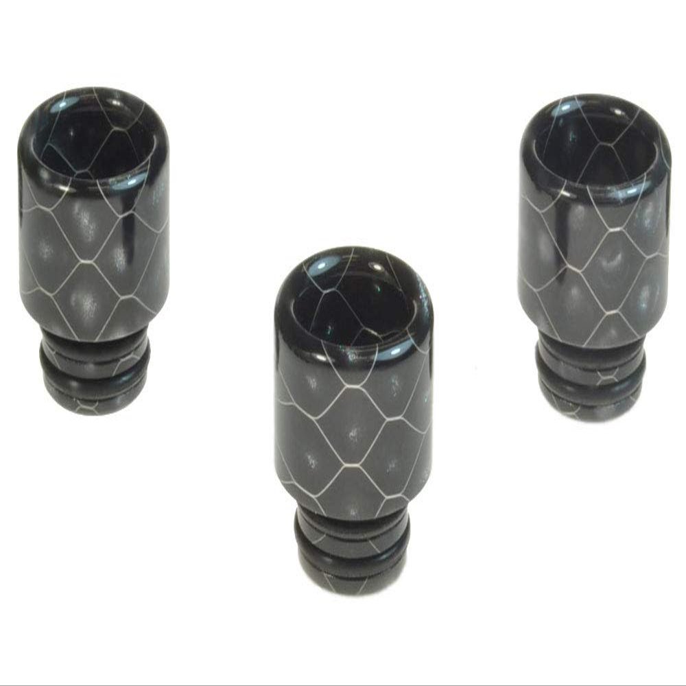 Armerah Snakeskin Mini 510 Drip Tip eCig Mouthpiece Short/Medium Epoxy Resin 3 Pack Black