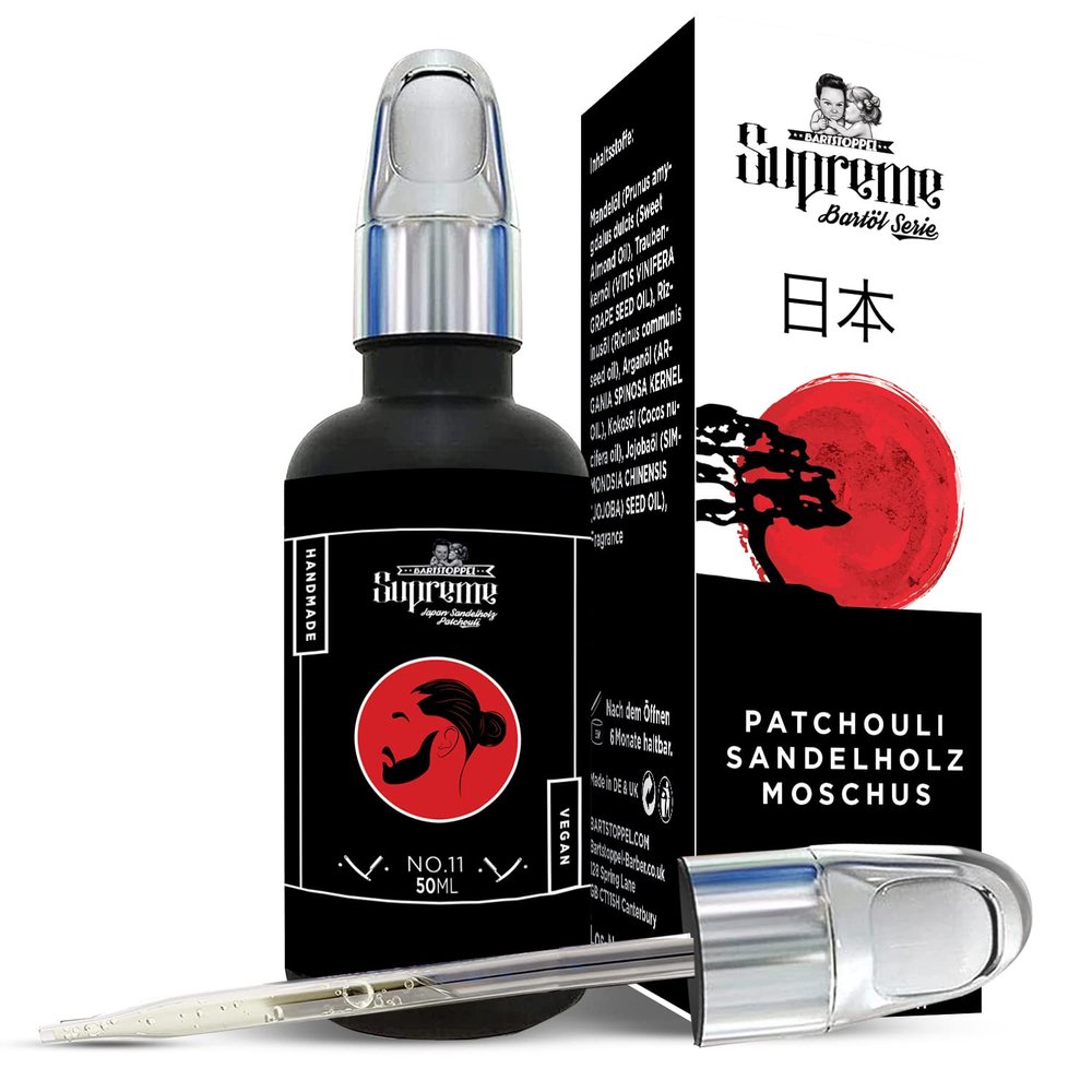 Beard Oil Patchouli | Barber Company Bartstoppel Germany | Hair Growth | Contains Hydrating Jojoba + Argan Oil | 50 ml