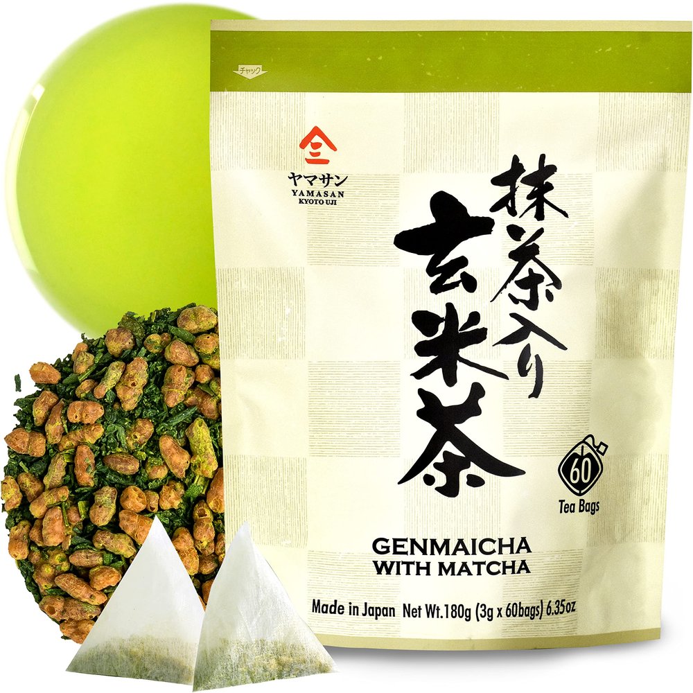 chaganju Genmaicha Green Tea with Roasted Brown rRce, Low caffeine, Japanese Tea, 3g60 tea bags