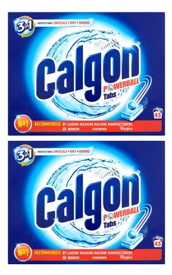 2 x Calgon 3in1 Water Softener Powerball Tablets 45 (Total 90 Tablets)