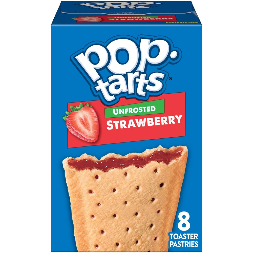 Kelloggs Pop Tarts Unfrosted Strawberry 8 Pastries 384g