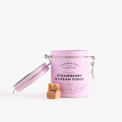 Cartwright and Butler | Strawberry & Clotted Cream Fudge in Tin - Gift Basket, Birthday Treats, Thank You Gift, Thinking of You, Father's Day Gift, Mother's Day Gift, Anniversary Gift