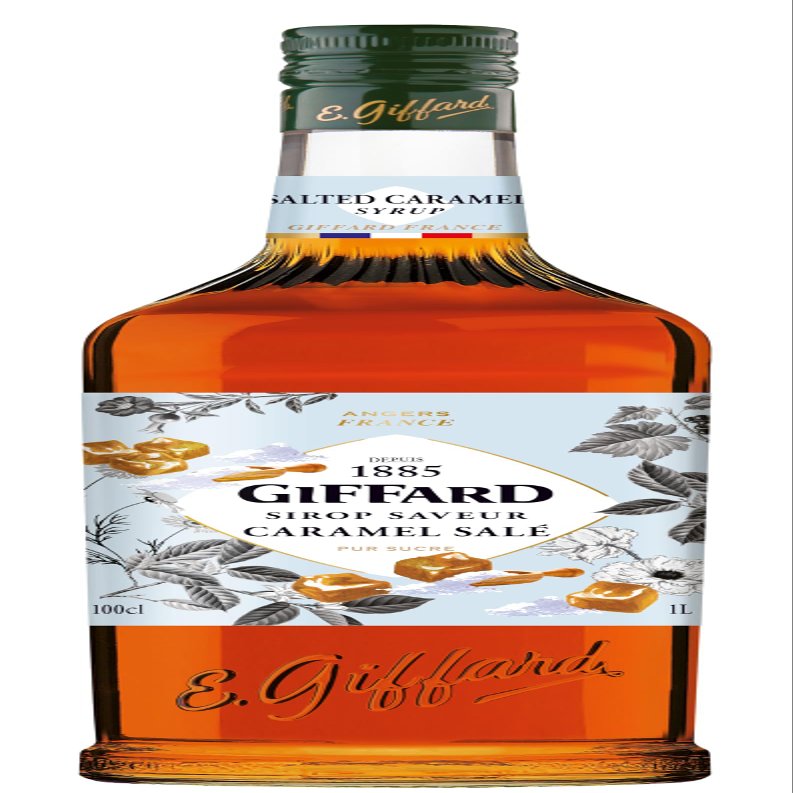 GIFFARD - Salted Caramel Flavoured Syrup - French Recipe and Manufactured - Gourmet and Balanced - 1 Litre, 0.0% vol, 100cl