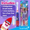 Brush-Baby - Rocket KidzSonic Kids Electric Toothbrush, 3+ Years - DeepClean Bristles, Suction Base - Fun Design with Flashing Disco Lights - 2 x Replacement Heads & 1 x AAA Battery view 3