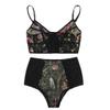 Gallity Sexy Lingerie for Women Floral Embroidered Lace Bra and Panty Sets 2 Piece Mini Babydoll Bodysuit (XL, Black) view 1