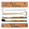 2 Bamboo Toothbrushes with 2 Cornstarch Tongue Scrapers - Eco-Friendly Dental Pack view 1