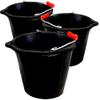14L Black Flexible Bucket Heavy Duty Black Rubber Builders Bucket 3 Gallon 14 Litre Water Mixing Storage Strong Handle and Spout Ideal for Construction Trade, Animal Feed - Pack of 3 view 1