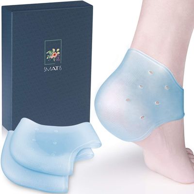 SMATIS Heel Sleeves, 2PCS Heel Cushion Gel Heel Protector for Plantar Fasciitis Achilles Tendonitis Bone Spur Aching Feet Relieve Pain