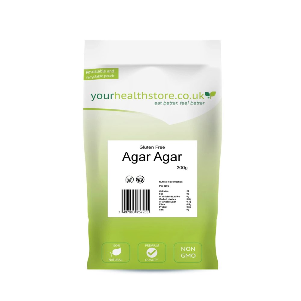 Agar Agar 200g by yourhealthstore, 900 Strength, Unmodified Vegan Gelatine, From Spain (gluten free).