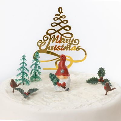 Christmas Cake Decorations Toppers (8 Piece) Cupcake Topper Cake Decoration Pieces Merry Christmas