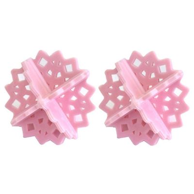 Washing Machine Hair Removal Device Clothes Clean Laundry Ball Retaining Filter Snowflake Hollowed Out Anti-Winding Laundry Ball,2pcs Pink,China